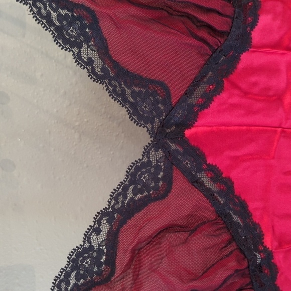 Victoria's Secret Red Mini Silk Slip Dress Nightgown Vintage 2001 Lace Y2k - Picture 7 of 15